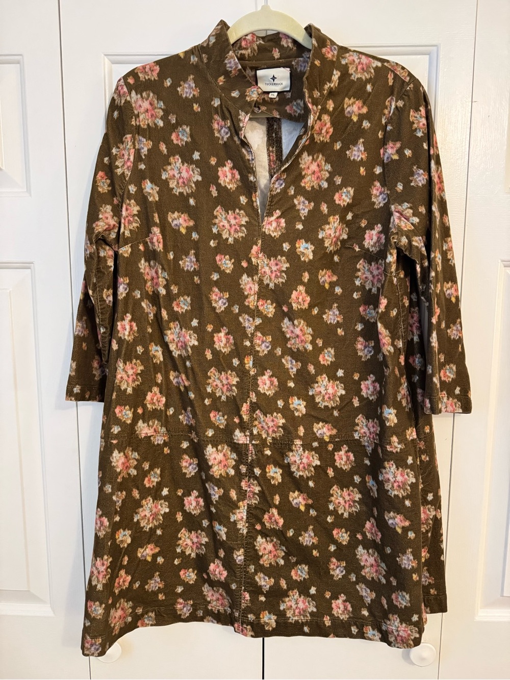 Tuckernuck Floral Brown Corduroy Dress